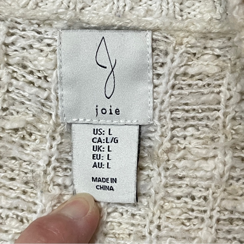 ❌SOLD❌JOIE Open Front Longline Cardigan Nordic Knit Beige, Large - Picture 8 of 10